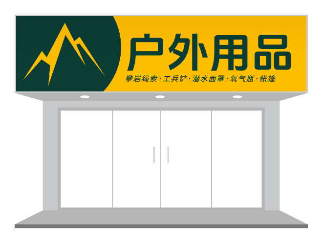 黄色户外用品店门头PPT模板