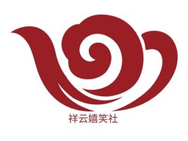 祥云嬉笑社logo标志PPT模板