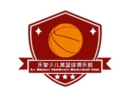 乐智少儿美篮球俱乐部logo标志PPT模板