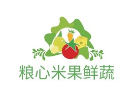 粮心米果鲜蔬店铺标志PPT模板