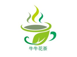 牛牛花茶店铺logo头像PPT模板