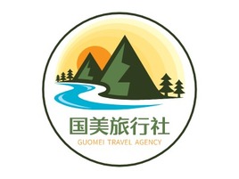 国美旅行社logo标志PPT模板