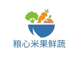 粮心米果鲜蔬店铺标志PPT模板