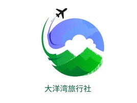 大洋湾旅行社logo标志PPT模板