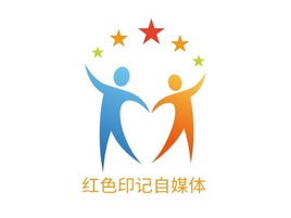 红色印记自媒体logo标志PPT模板