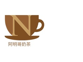 阿明哥奶茶店铺logo头像PPT模板